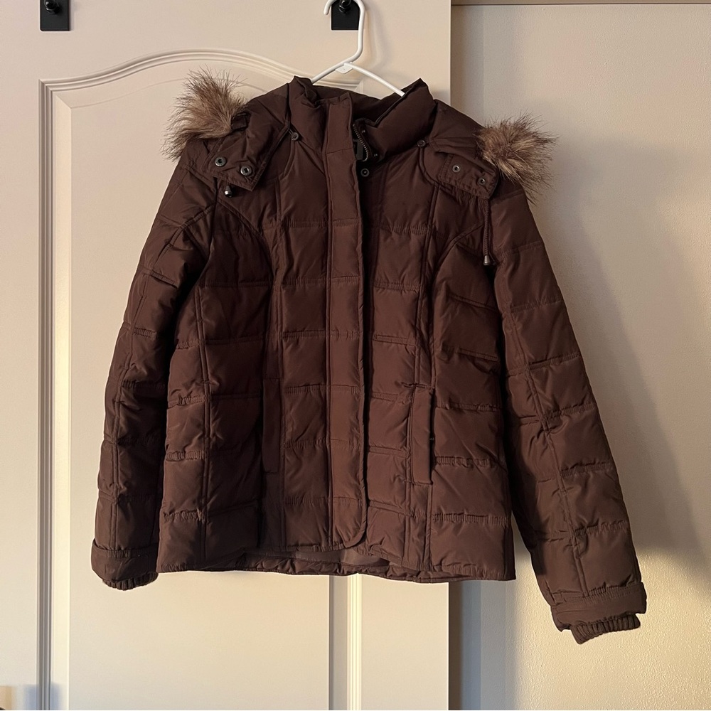 Womens Gap Puffer Jacket with Detachable Hood Size M